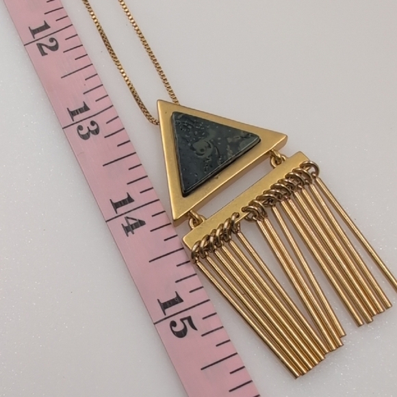 Madewell Gold and Slate Like Stone Geometric Adjustable Length Necklace - Picture 7 of 7